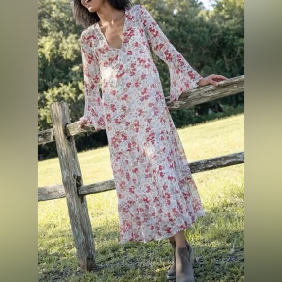 NATURAL LIFE Dresses & Skirts - Natural Life Dance With Me Maxi dress floral tiered bell sleeve v-neck medium